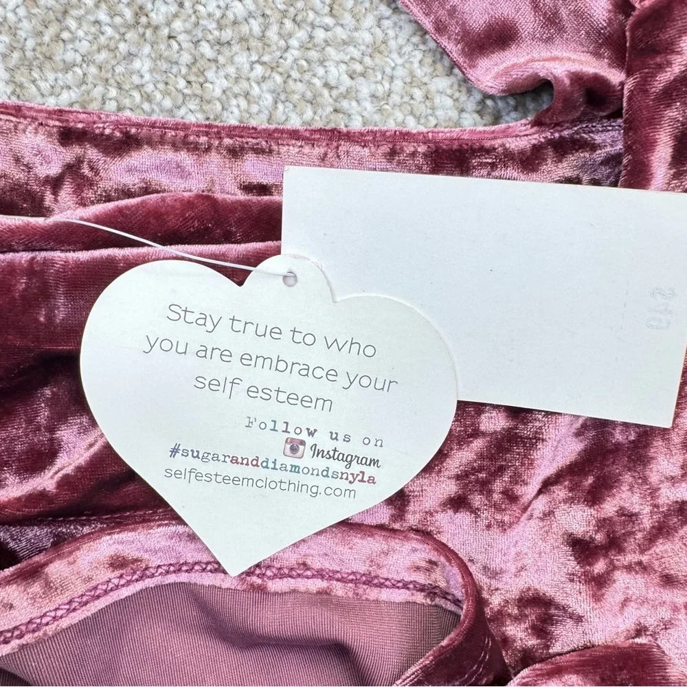 NEW Self Esteem Velvet Cold Shoulder Top Rose Gold Pink Womens size 3X - Picture 14 of 14